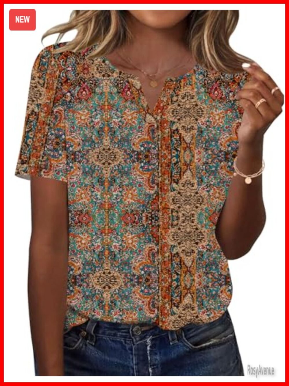 Womens Short Sleeve V-Neck T-Shirt Blouse Soft Stretch Rayon Blend Summer Top